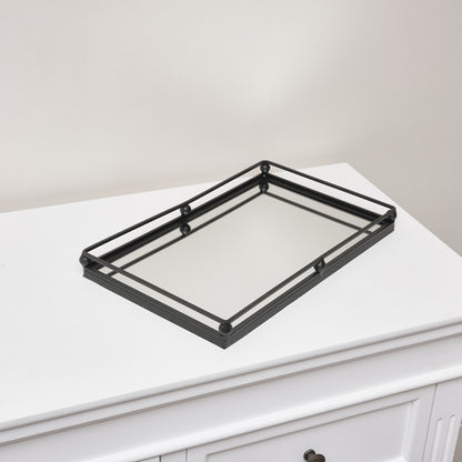 Black Rectangle Mirrored Display Tray