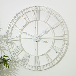 Large White Skeleton Wall Clock