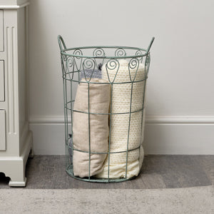  Ornate Rustic Sage Green Laundry Storage Basket - 55cm 