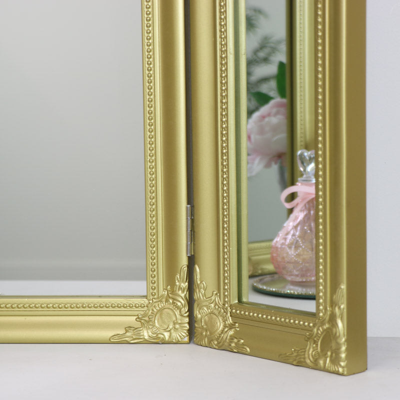 Ornate Gold Triple Dressing Table Mirror 55cm x 74cm