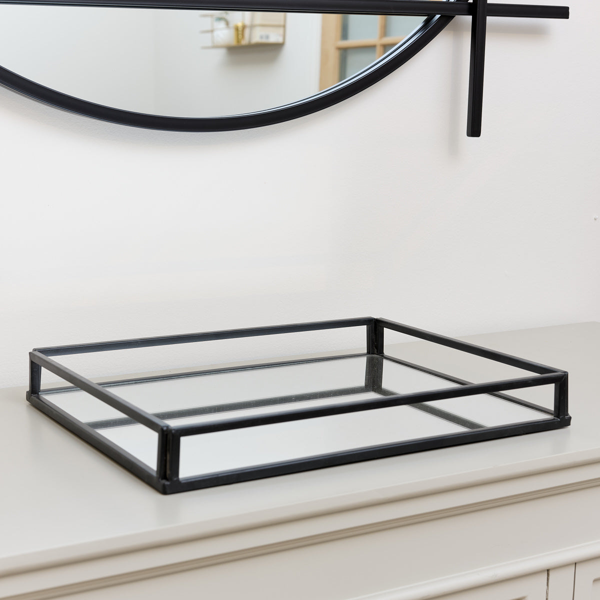 Large Black Mirrored Cocktail Tray