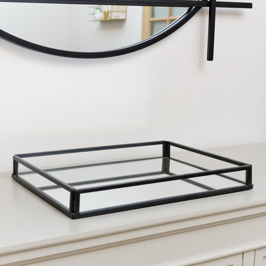  Large Black Mirrored Cocktail Tray 