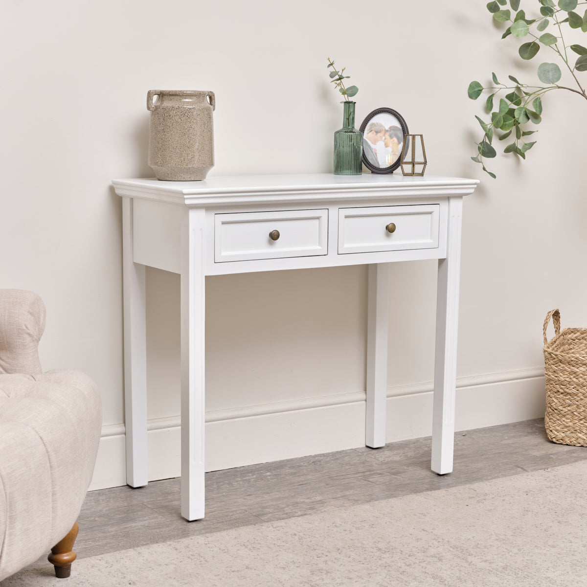 White 2 Drawer Console / Dressing Table - Daventry White Range