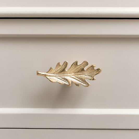  Shiny Gold Oak Leaf Drawer Knob 