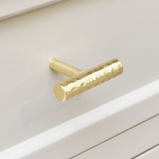  Gold Metal Hammered Drawer Bar Pull Handle 