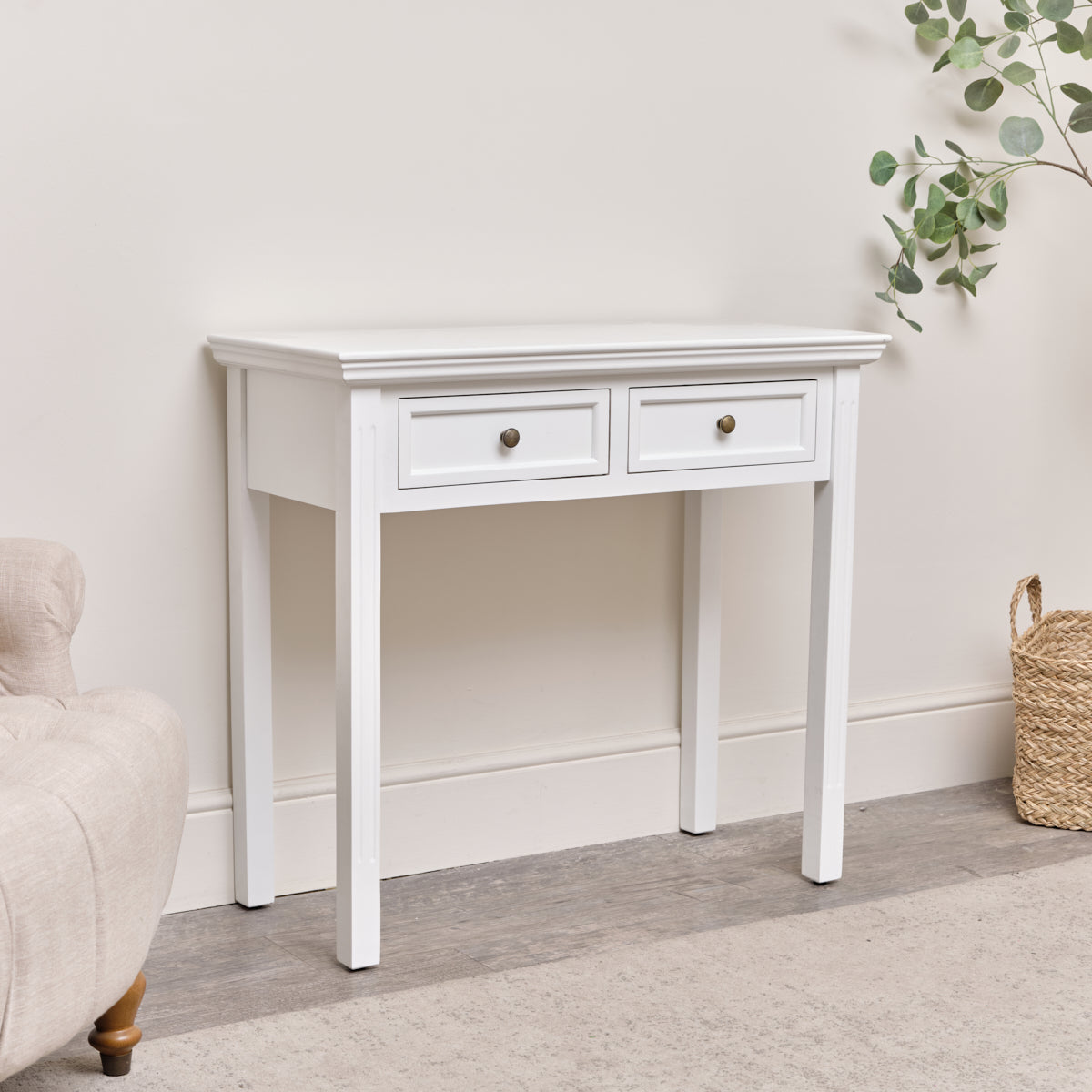 White 2 Drawer Console / Dressing Table - Daventry White Range