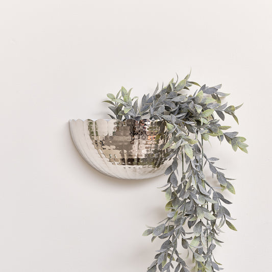  Silver Scalloped Wall Planter 