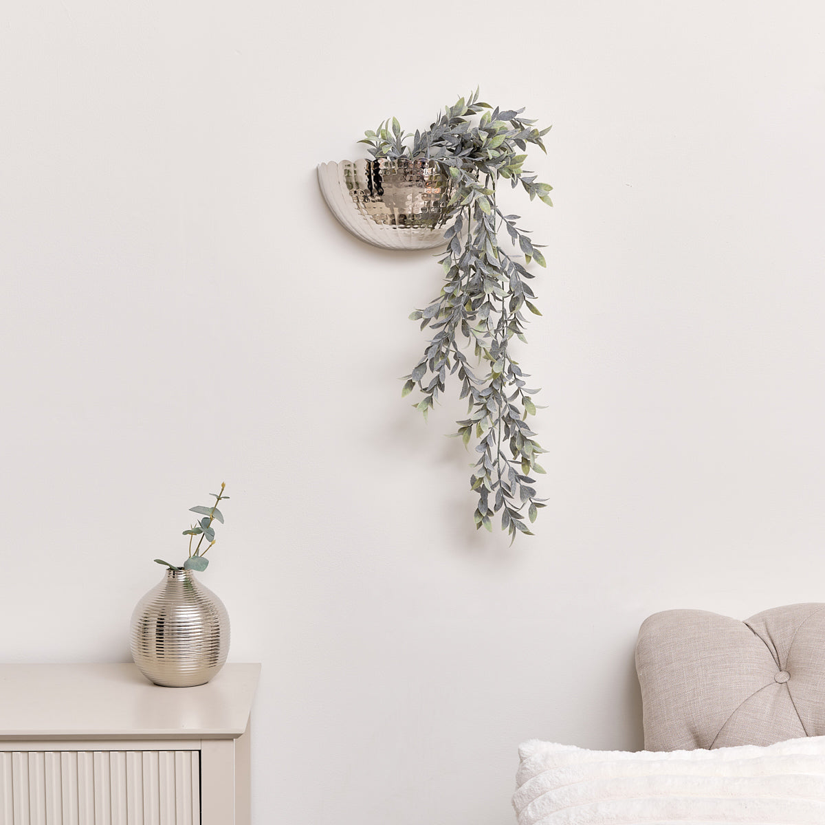 Silver Scalloped Wall Planter