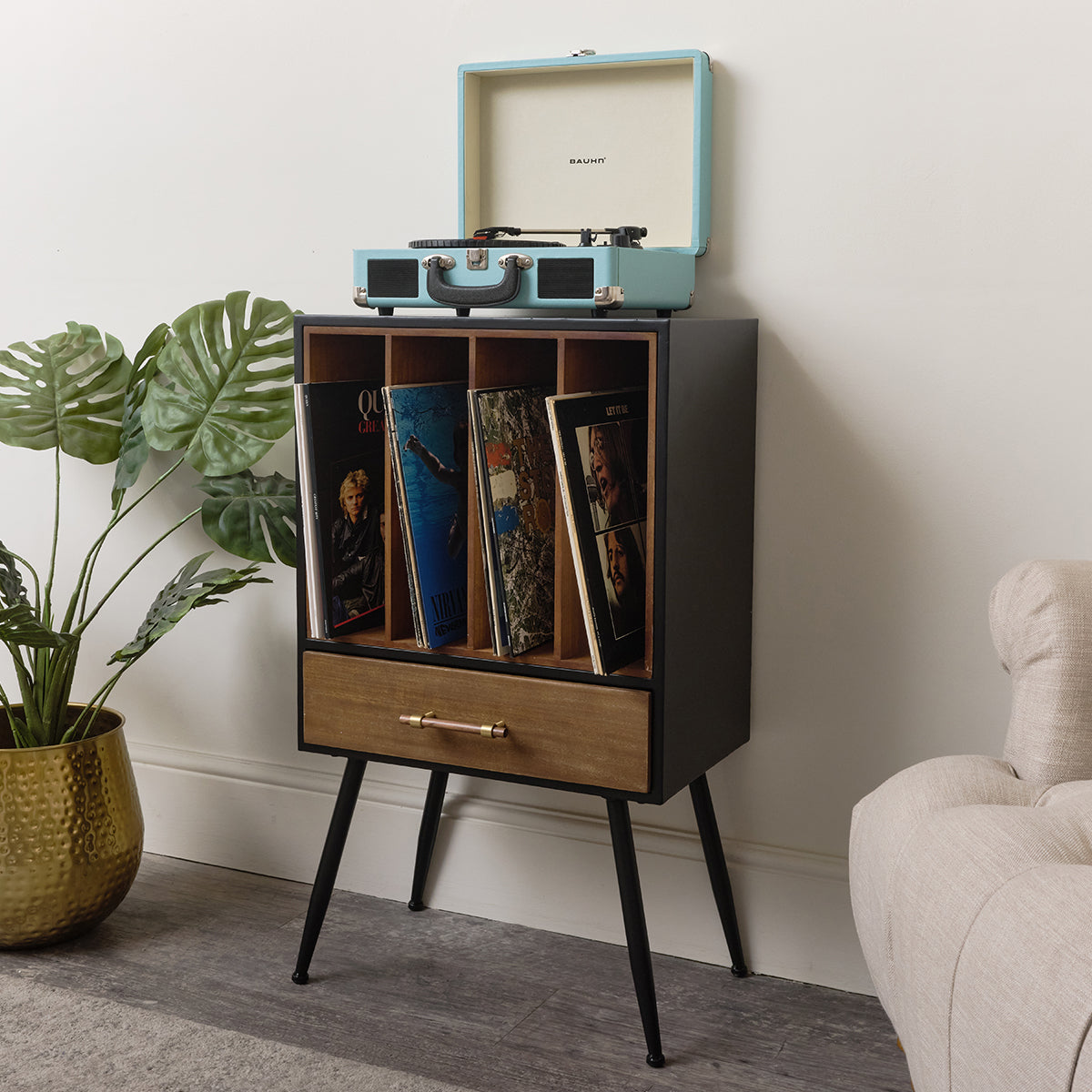 Mid-Century Modern Vinyl Record Storage Cabinet