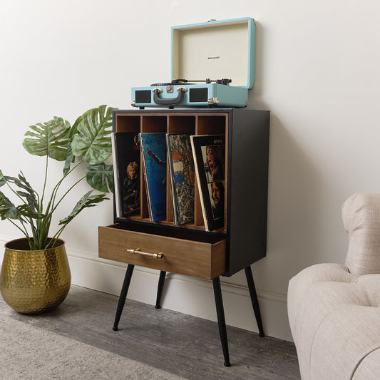  Mid-Century Modern Vinyl Record Storage Cabinet 