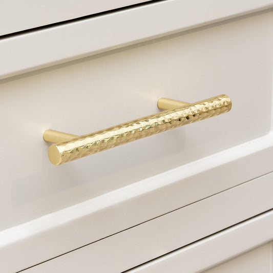  Gold Metal Hammered Bar Pull Drawer Handle 