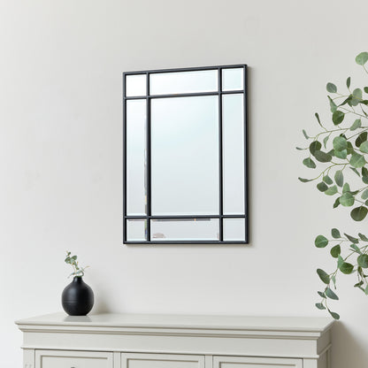 Black Framed Art Deco Wall Mirror 75cm x 55cm