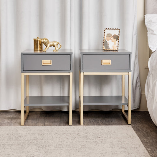  Pair of One Drawer Bedside Tables - Elle Slate Range 