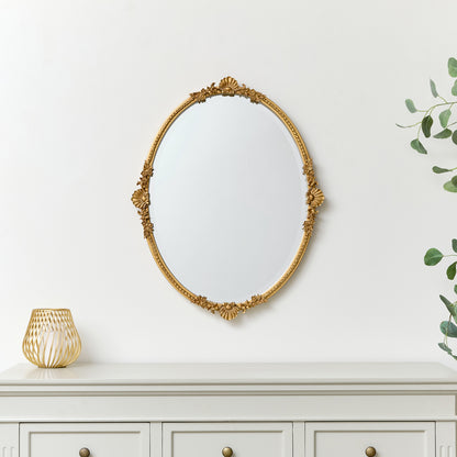 Oval Gold Ornate Wall Mirror 70cm x 56cm