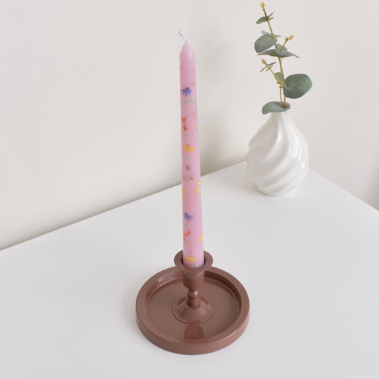  Terracotta Pink Round Candlestick Holder - 7cm 