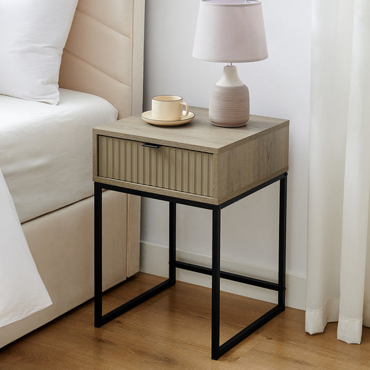  Pair of One Drawer Bedside Table - Hesley Nordic Wood Range 