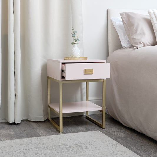  One Drawer Bedside Table - Elle Pink Range 