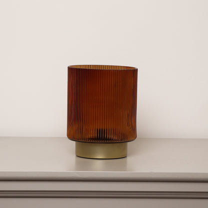 Rust Orange Ribbed Glass Ambient Table Lamp