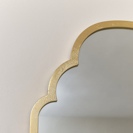  Gold Foiled Curved Scalloped Framed Wall Mirror 50cm x 100cm 