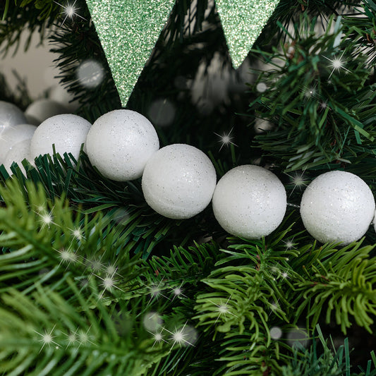  White Glitter Ball Garland - 200cm 