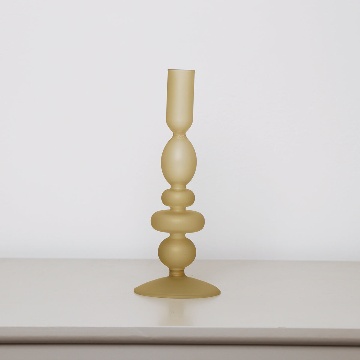 Taupe Frosted Glass Candle Holder - 27cm