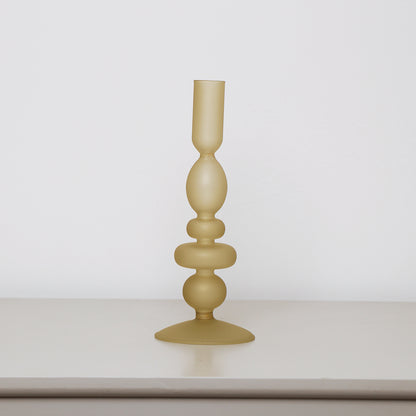 Taupe Frosted Glass Candle Holder - 27cm