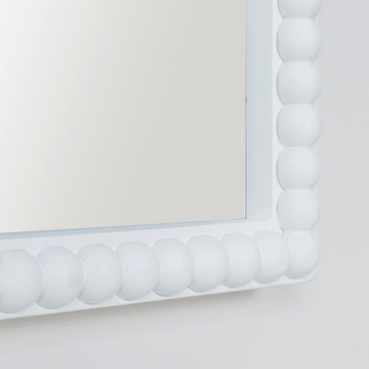 Rectangle White Bobbin Bobble Wall Mirror 62cm x 82cm