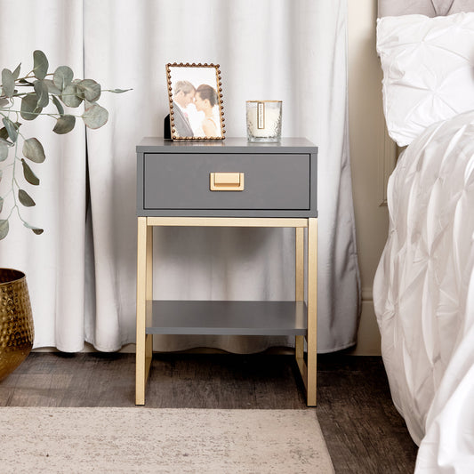  One Drawer Bedside Table - Elle Slate Range 