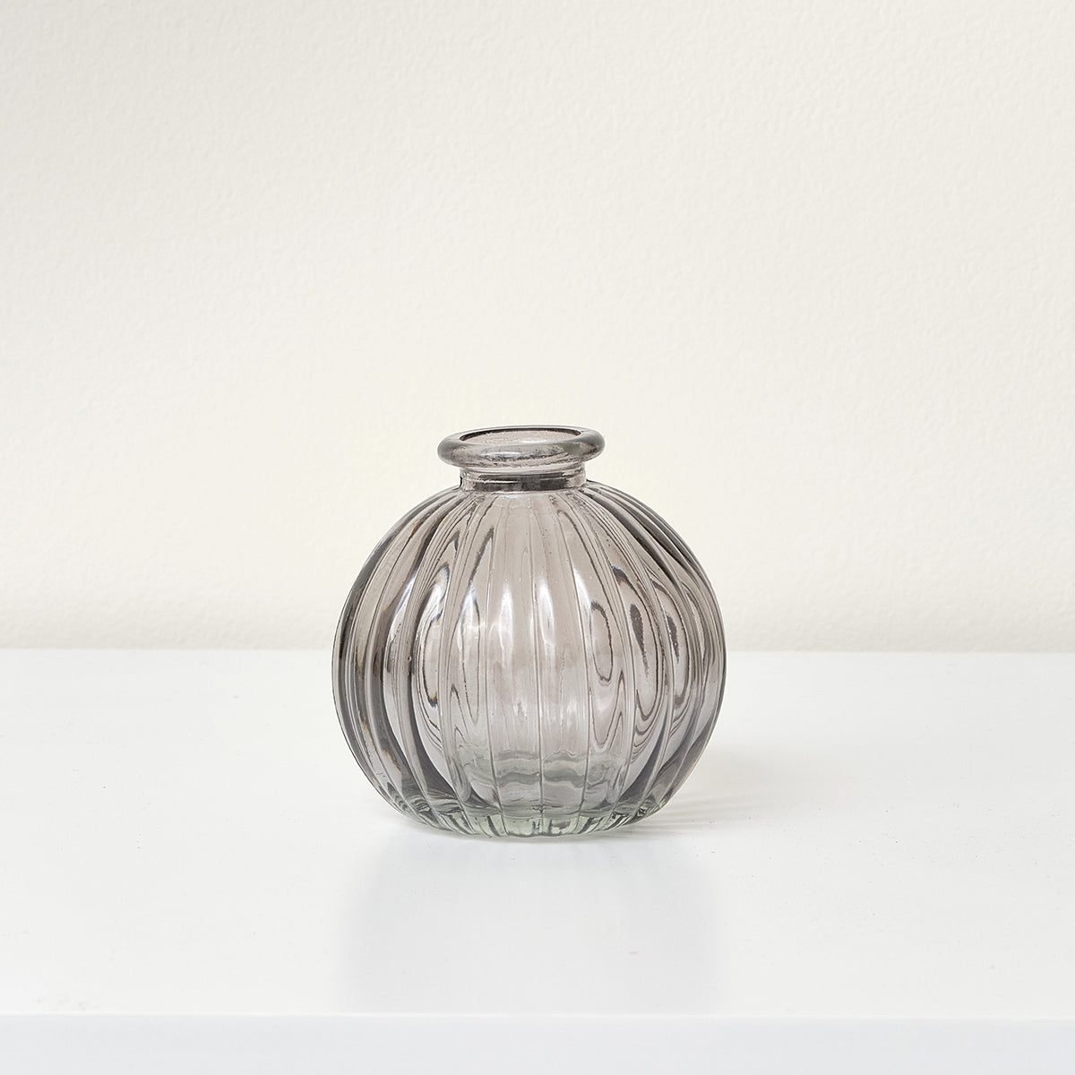 Round Grey Glass Bottle Vase - 8.5cm