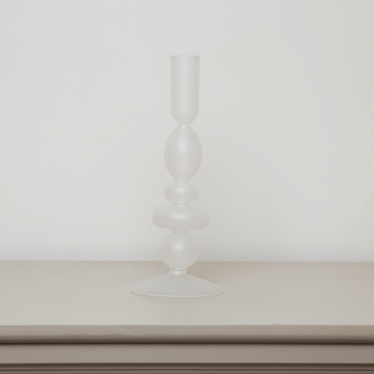 White Frosted Glass Candle Holder - 27cm