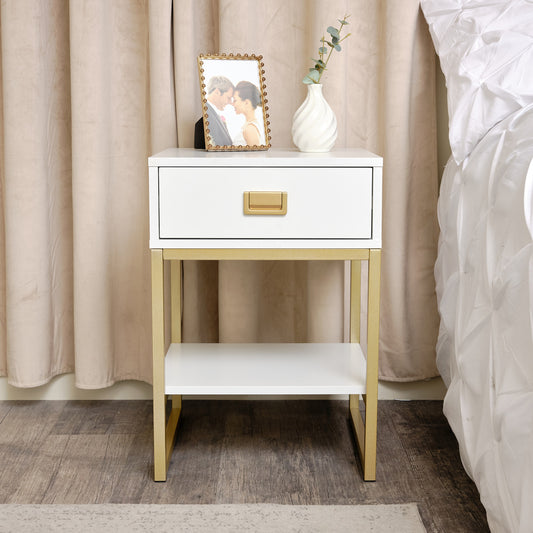  One Drawer Bedside Table - Elle White Range 