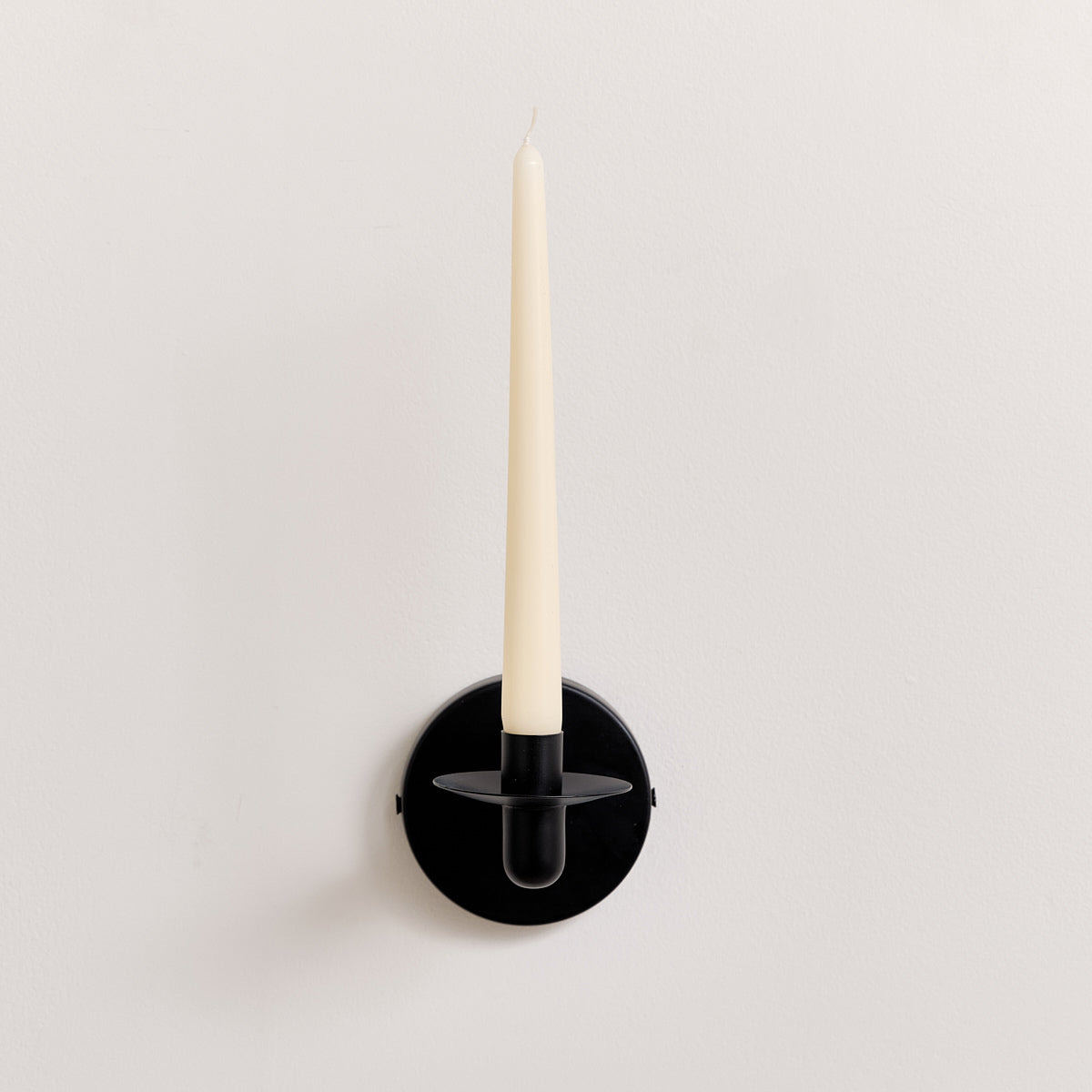 Round Black Metal Candle Wall Sconce