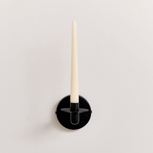  Round Black Metal Candle Wall Sconce 