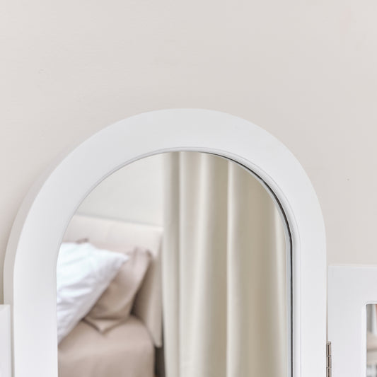  White Arched Triple Dressing Table Mirror - Daventry White Range 