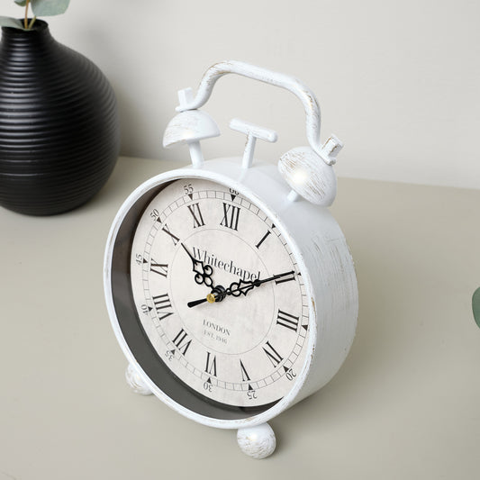  White Table Top / Mantel Clock 15.5cm x 24cm 