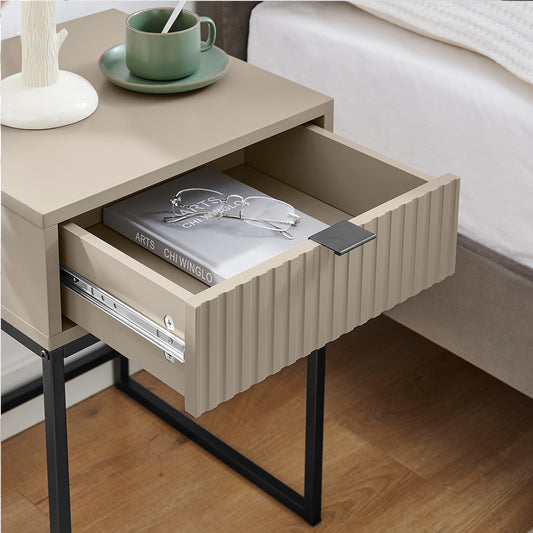  Pair of One Drawer Bedside Tables - Hesley Taupe Stone Range 