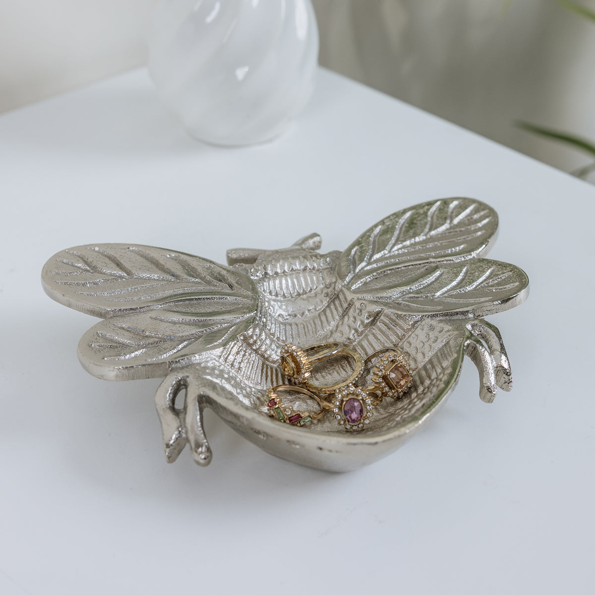 Silver Bumblebee Trinket Tray