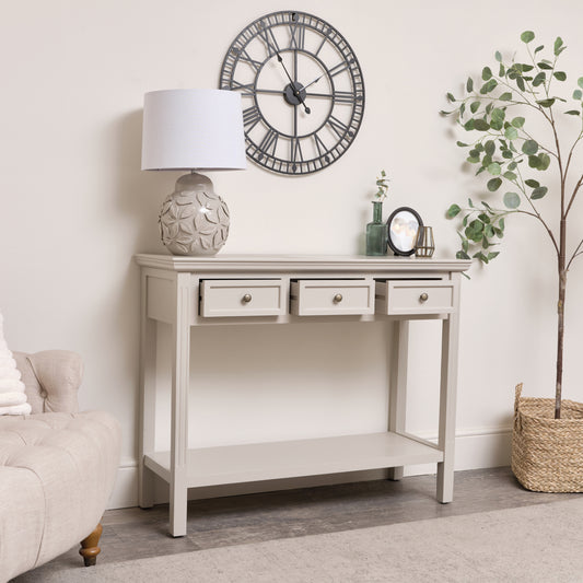  Large Grey 3 Drawer Sideboard Console Table - Daventry Taupe-Grey Range 