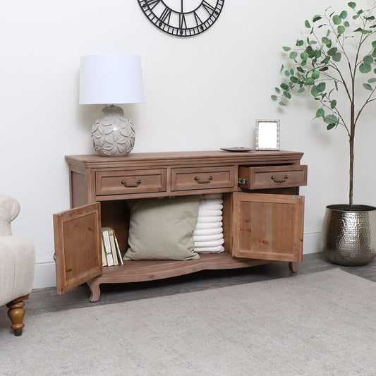  Wooden 3 Drawer Sideboard - Hessian Range 