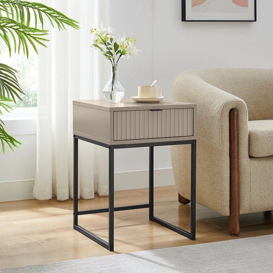  One Drawer Bedside Table - Hesley Taupe Stone Range 