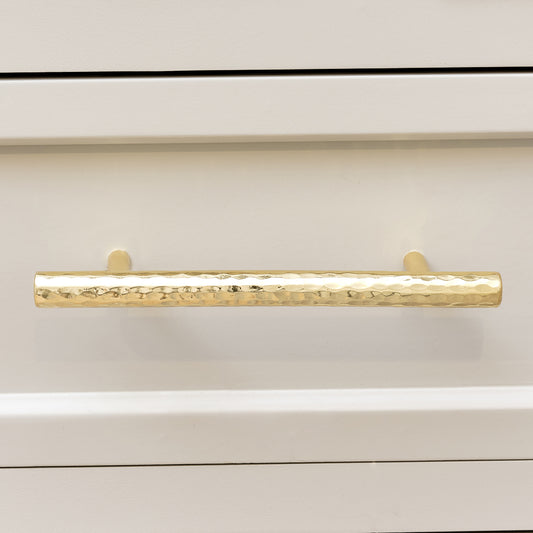  Gold Metal Hammered Bar Pull Drawer Handle 