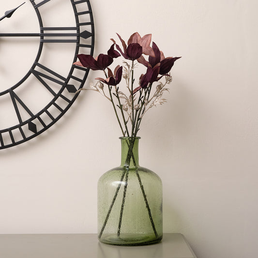  Set of 3 Antique Dark Purple Ombre Faux Clematis Stems 