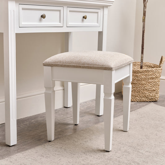  White Cushioned Dressing Table Stool - Daventry White Range 