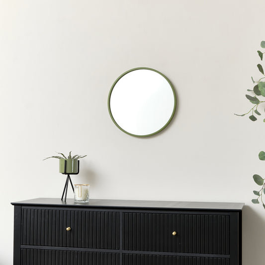  Round Olive Green Wall Mirror 40cm x 40cm 