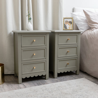 Large 3 Drawer Chest of Drawers & Pair of Bedside Tables - Staunton Taupe Range