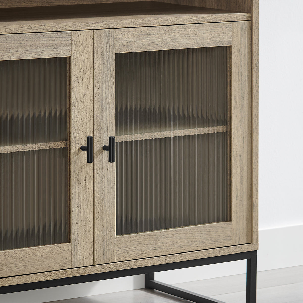 Large Two Door Reeded Glass Sideboard - Hesley Nordic Wood Range