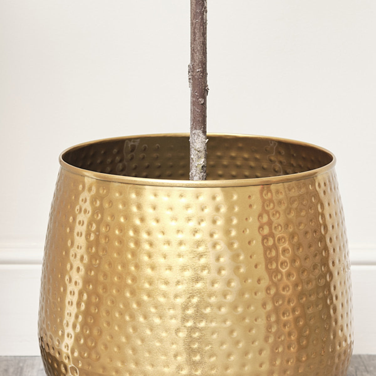 Large Gold Hammered Metal Planter