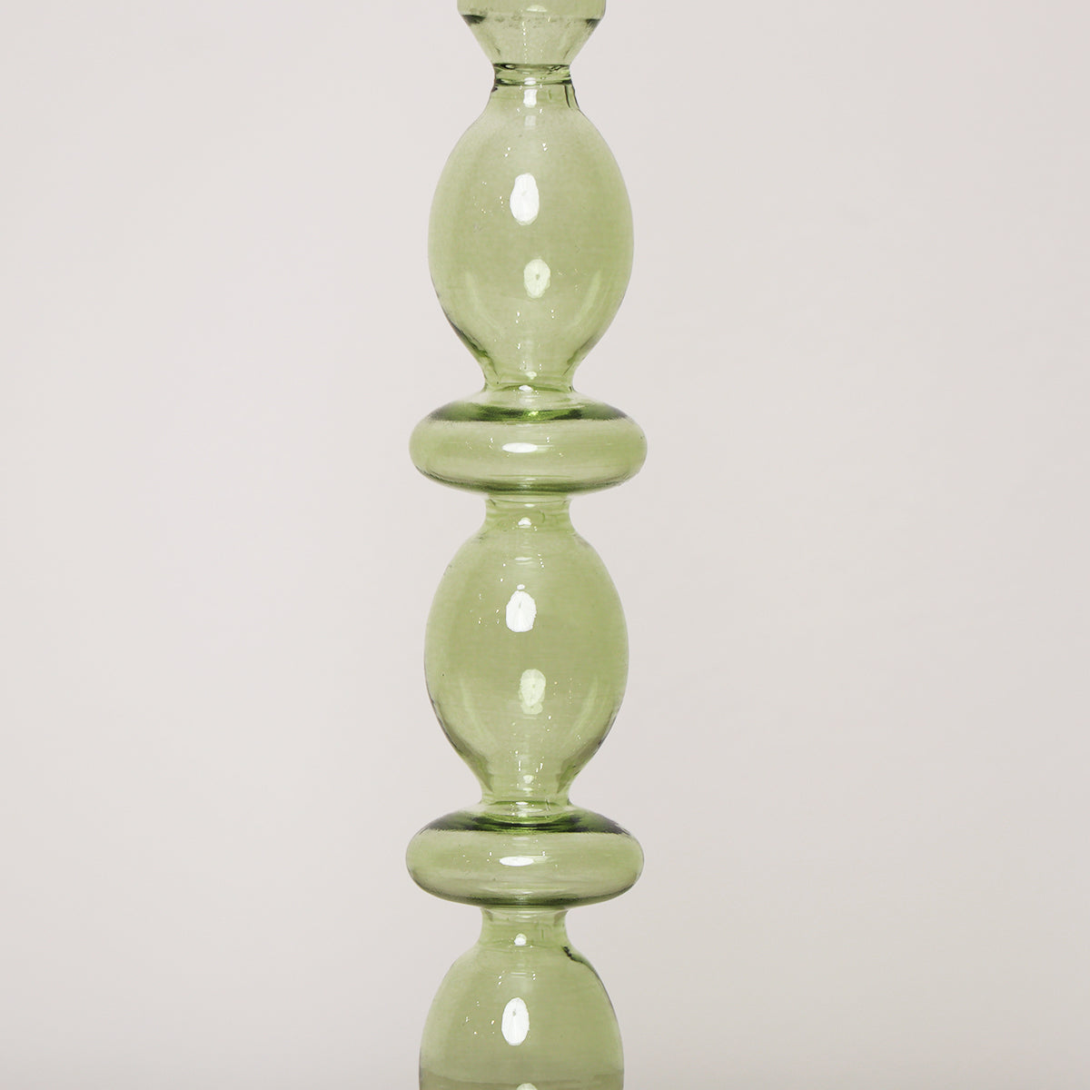 Tall Dark Green Glass Candle Holder - 27cm