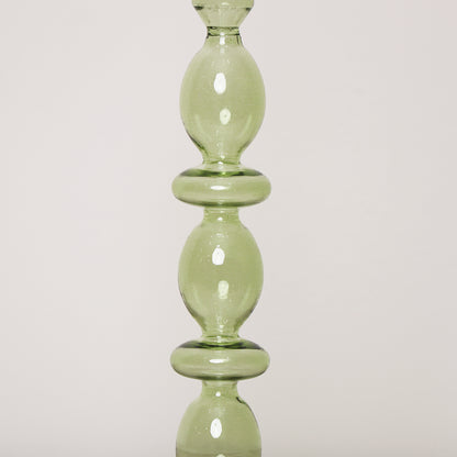 Tall Dark Green Glass Candle Holder - 27cm