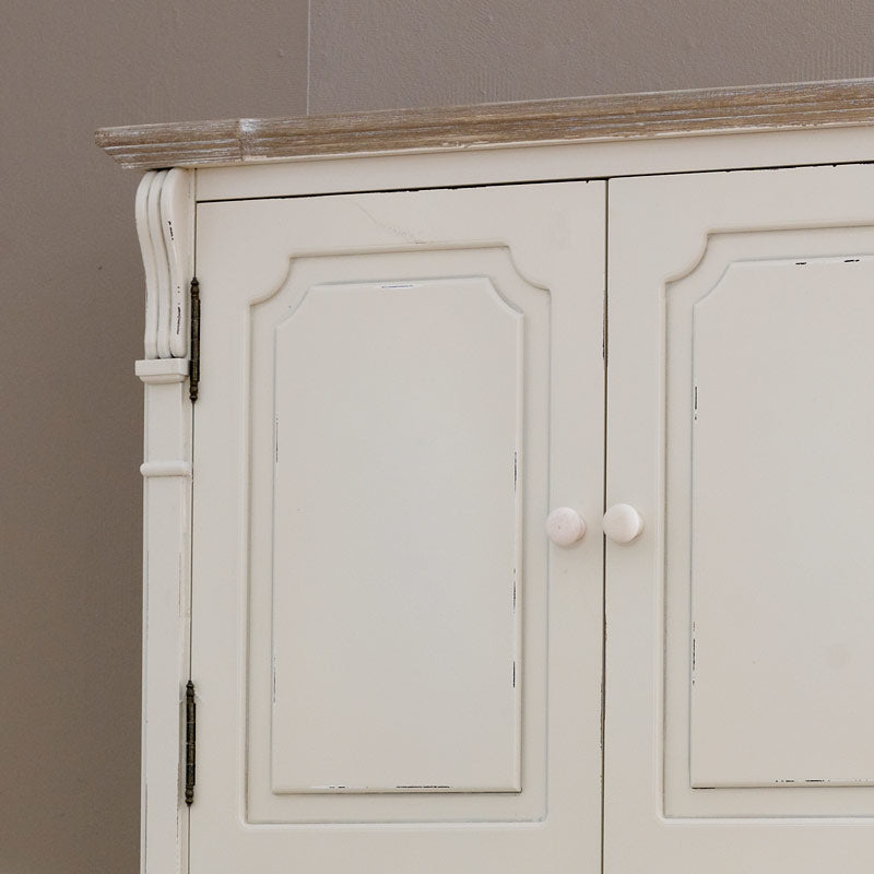 Cream Wall Mounted Cupboard with Drawers - Lyon Range